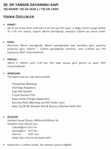 Yangına Dayanıklı Kapı